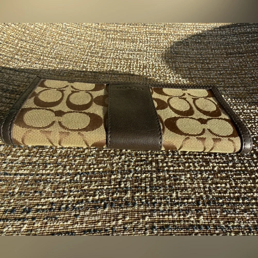 Coach Signature Brown and Tan Wallet